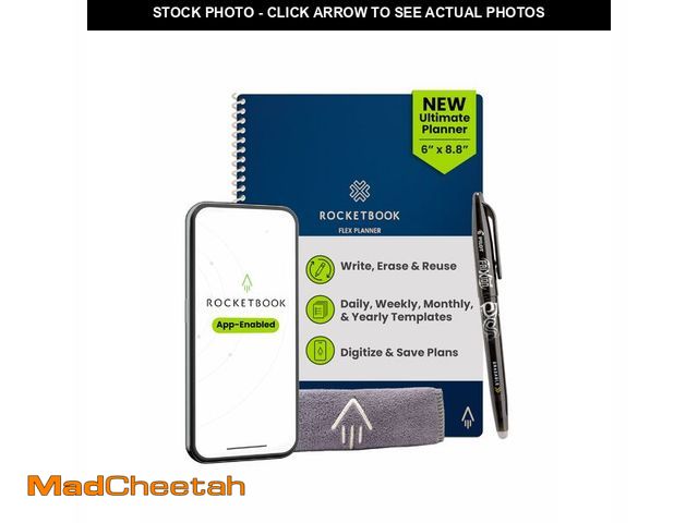 Lot 74-14271880 - Rocketbook Flex Reusable Planner, Smart Undated, Daily, Weekly, Monthly, Annual Calendar Templates, ...