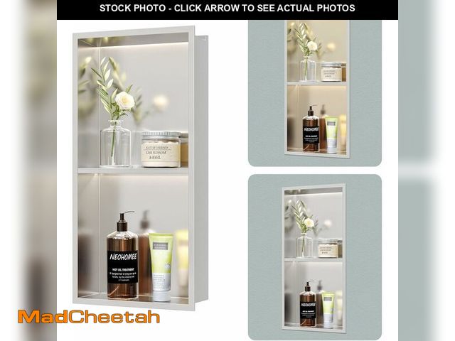 Lot 74-13710224 - Neohomee 2-Tier Recessed LED Shower Niche,12"X24" Bathroom Wall Niche, with 3-Temperature LED Strip ...