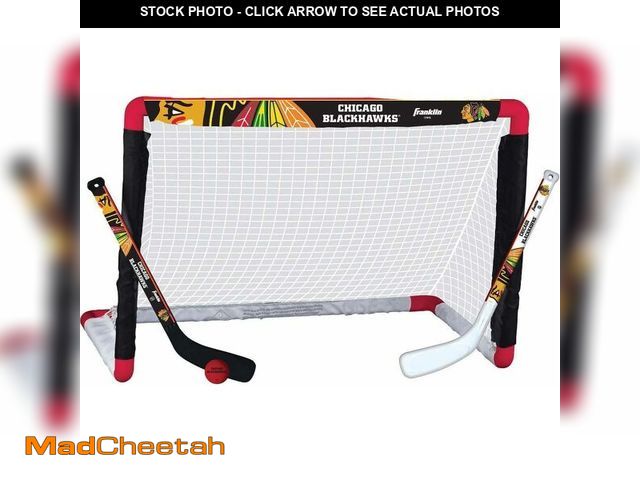 Lot 74-13844550 - Franklin Sports NHL Chicago Blackhawks Mini Hockey Goal, Stick and Ball Set - UNUSED