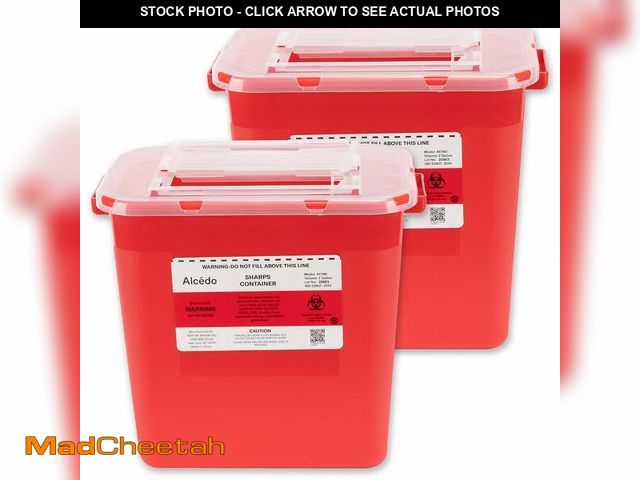 Lot 74-14144393 - Alcedo Sharps Container for Home Use 2 Gallon (2-Pack) | Biohazard Needle and Syringe Disposal | Pro...