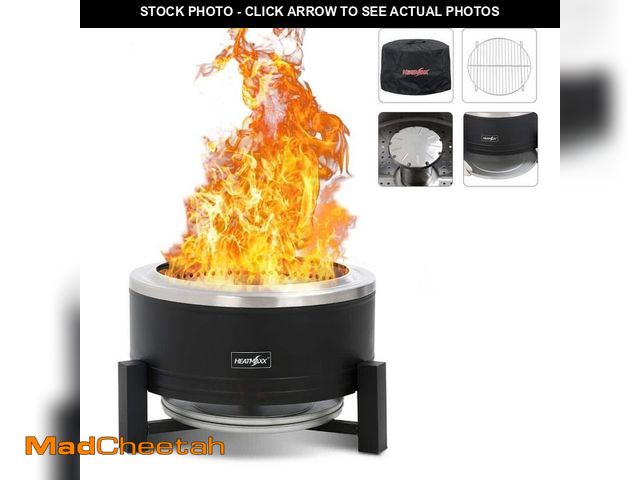 Lot 74-13036693 - HeatMaxx 22 in. Smokeless Wood Burning Fire Pit with Turbo Technology, Removable Ash Pan, and Weathe...