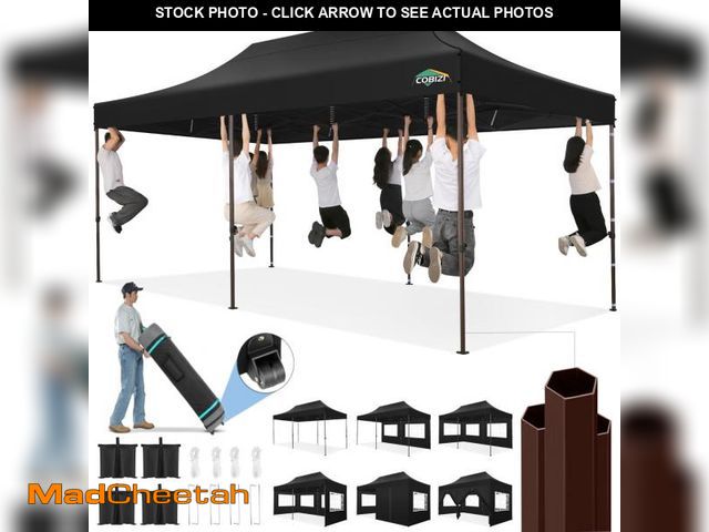 Lot 74-12261449 - COBIZI Heavy Duty 10x20 Pop up Canopy Tent with 6 Sidewalls, Commercial Instant Canopies Tents for P...