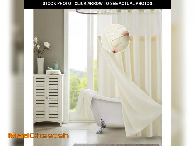 Lot 74-12365006 - Dainty Home Hotel Complete 72 in. Ivory Textured Waffle Shower Curtain with Detachable Liner - UNUSE...