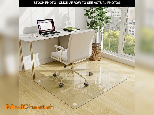 Lot 74-12898874 - Easly 46" x 55" Chair Mat for Carpet - Office Chair Mat - Tempered Glass Floor Mat for Home/Office/C...