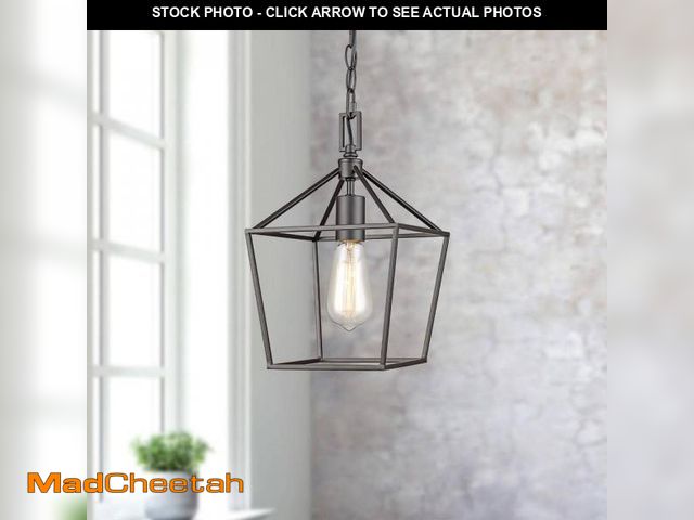 Lot 74-12492055 - Home Decorators Collection Weyburn 1-Light Bronze Farmhouse Mini Pendant Light Fixture with Caged Me...