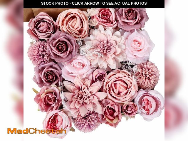 Lot 74-12714374 - Luckinds Artificial Flowers Combo Dusty Pink Roses with Stems Bouquets Bridal Wedding Shower Decorat...