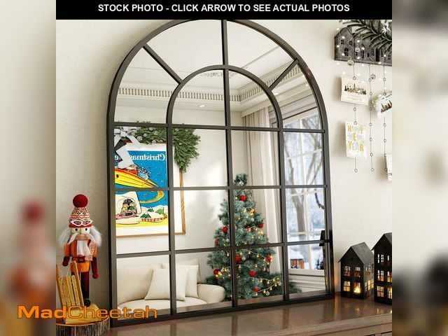 Lot 74-12801013 - BEAUTYPEAK 40" x 30" Arched Windowpane Mirror Decor Wall Mirror, Black - UNUSED