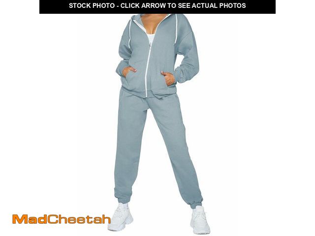 Lot 74-12972080 - Fixmatti Fall Sweatsuit Women Track Suit Zipper Hoodie Sweatsuits Jogger Sets With Pockets Haze Blue...