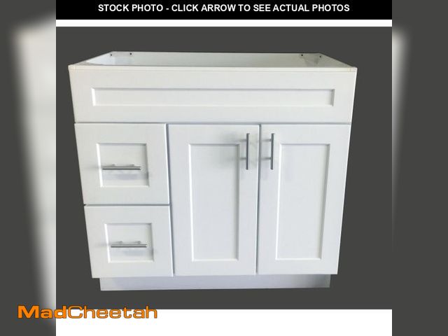 Lot 74-12233467 - 36 " White Shaker Bathroom Vanity Base Cabinet With Drawers - USED