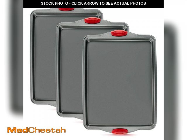Lot 74-12441181 - Premium Nonstick Baking Sheet Pans Ã¢â¬â Set of 3, Heavy-Gauge Carbon Steel, Warp, Dent, and Rust...
