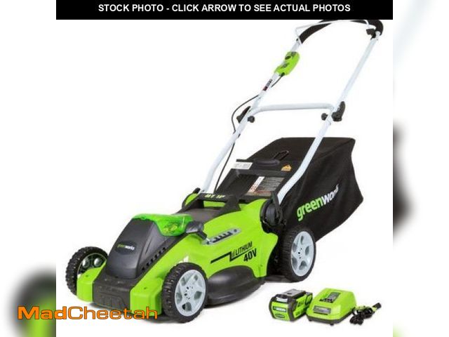 Lot 74-12132075 - Greenworks 40V 16  Battery Powered Push Lawn Mower with 4.0 Ah Battery 25322 - UNUSED