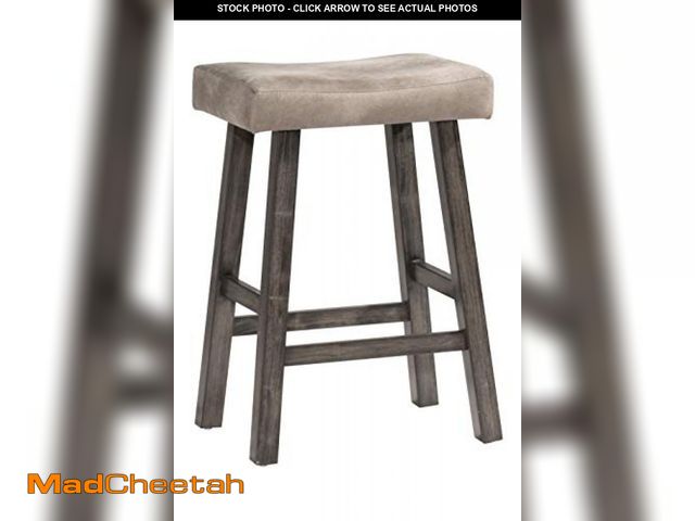 Lot 74-12045738 - Hillsdale Furniture Saddle Counter Stool, Rustic Gray (MISSING HARDWARE)  - UNUSED