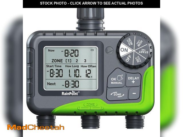 Lot 74-14255090 - RainPoint 3 Zone Digital Hose Timer Programmable Water Timer for Lawns and Gardens - UNUSED