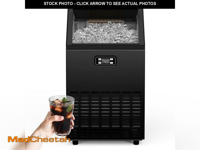 Lot 74-12663331 - EUHOMY 17.3 in. 100 lb. /24H Full Ice Sizes Commercial Ice Maker in Black, 33 lb. Storage Bin, Ice F...