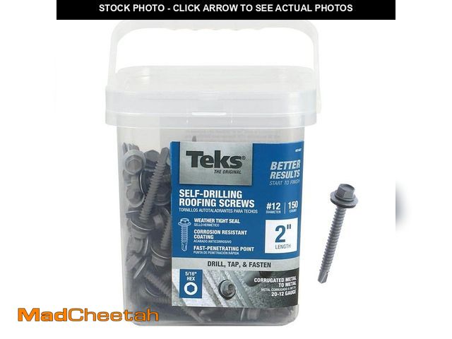 Lot 74-14606815 - Teks #12ÃÂ x 2 in. External Hex Washer Head Roofing Drill Point Sheet Metal Screw (150-Pack) 21427 ...