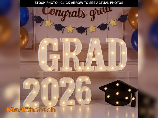 Lot 74-14208091 - Duraaamo 2026 Graduation Decorations, LED Marquee Light up Letters "GRAD 2026", Graduation Cap Garla...