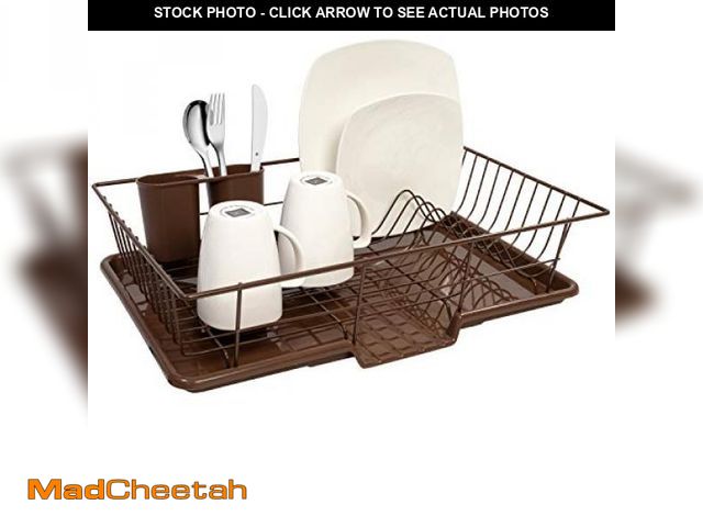 Lot 74-12510531 - Sweet Home Collection Metal Dish Rack Drainer 3 Piece Set with Drying Board and Utensil Holder, 12" ...
