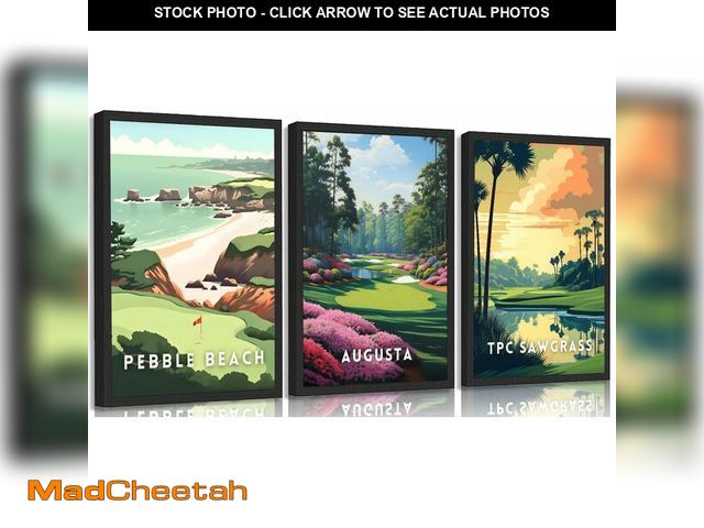 Lot 74-14205426 - 3Pcs Golf Course Canvas Wall Art Picturesque Golf Course Painting Picture Wall Decor Country Club Sp...