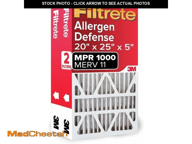 Lot 74-13927026 - Filtrete 20x25x5 Air Filter MERV 11, MPR 1000 Micro Allergen Defense 2-Pack, Fits Lennox, AC Furnace...