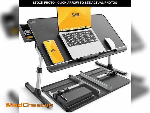 Lot 74-13418407 - SAIJI Laptop Bed Tray Table, Adjustable PVC Leather Laptop Bed Table, Portable Standing Desk with St...