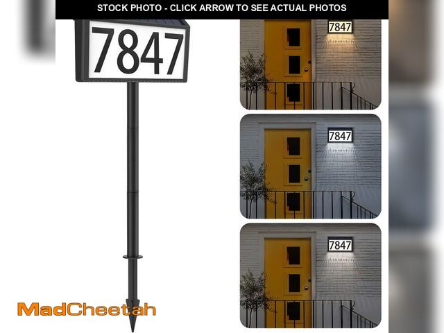 Lot 74-13545734 - MAXvolador Solar Powered Address Sign House Numbers Waterproof, 3-Color Lighting Modes LED Illuminat...
