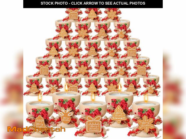 Lot 74-13621077 - 25 Pack Christmas Candles Gift Set Rustic Merry Christmas Candle Jar Bulk Farmhouse Tealights with N...