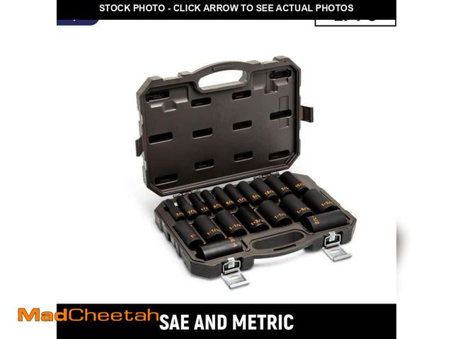 Lot 74-14193101 - GEARWRENCH 1/2 in. Drive 6-Point SAE/Metric Hi-Viz Deep Impact Socket Set (27-Piece) - UNUSED