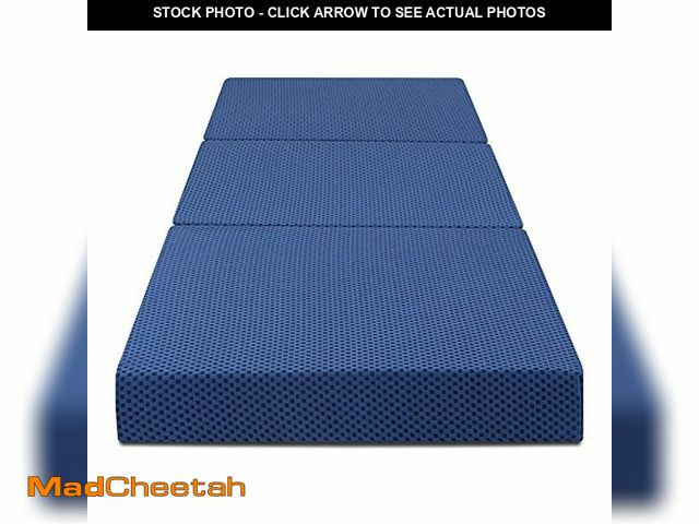 Lot 74-12664542 - Olee Sleep Tri-Folding Memory Foam Mattress Topper, 4 Inch Gel Folding Mattress for Camping, Foldabl...