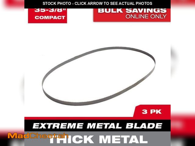 Lot 74-14352609 - Milwaukee 35-3/8 in. 8/10 TPI Compact Extreme Thick Metal Cutting Band Saw Blade (3-Pack) For M18 FU...