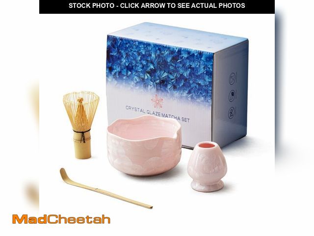 Lot 74-13952690 - Natural Crystal Flower Matcha Set - 4 Pcs Food Grade Matcha Kit with Spouted Bowl, Matcha Whisk, Sco...