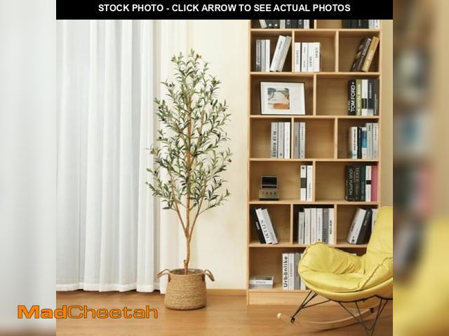 Lot 74-12144414 - 6 Ft Artificial Olive Plants with Realistic Leaves and Natural Trunk  Silk Fake Potted Tree with Woo...
