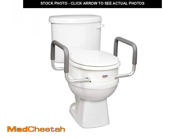 Lot 74-12096003 - Carex 3.5 Inch Raised Toilet Seat with Arms, Round Toilet Seat Riser, 300 lbs Capacity, Elevating an...
