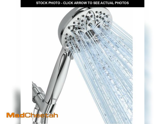 Lot 74-14472498 - 6-Setting Shower Head with Handheld, JDO High Pressure Hand held Shower Head, 4.7 Inch Chrome Detach...