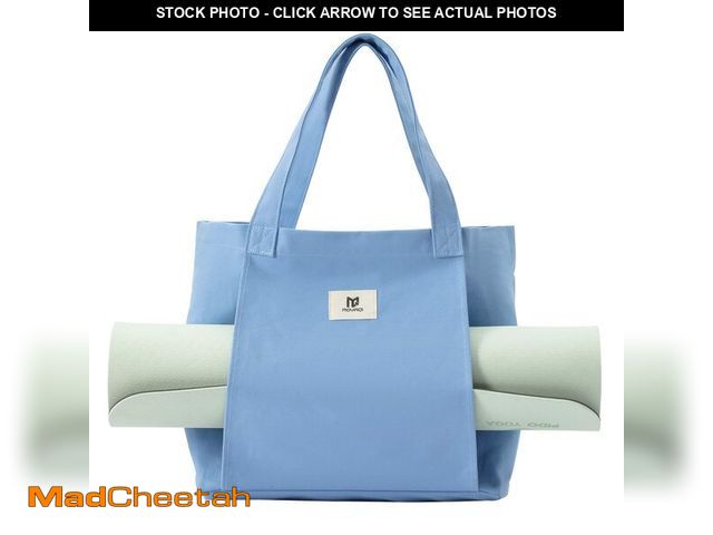 Lot 74-13572415 - Moyaqi Canvas Tote Bag with Yoga Mat Carrier Pocket Carryall Shoulder Bag for Office, Workout, Pilat...