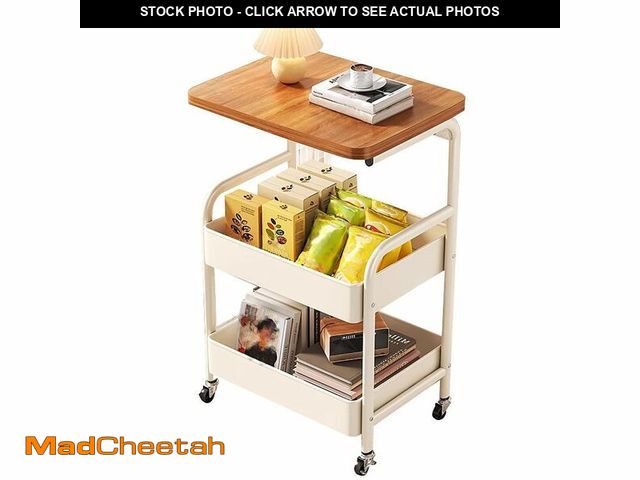 Lot 74-13542833 - Fanala 3Tier Rolling Cart - Metal Utility Cart with Wheels, Heavy Duty Mesh Rolling Storage Cart Org...