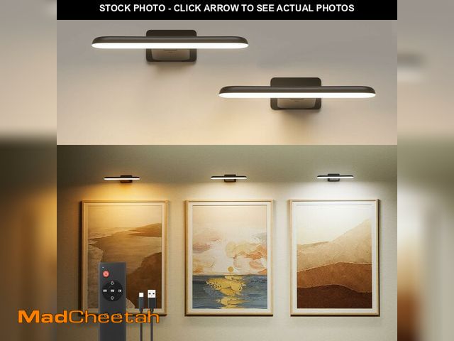 Lot 74-14047971 - FULEN 2 Pack Picture Lights for Wall,Art Lights for Painting,Battery Operated Wall Sconce Rechargeab...