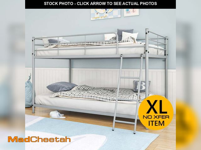 Lot 74-14609204 - Zimtown Twin-over-Twin Low Profile Junior Bunk Bed, Gray - UNUSED