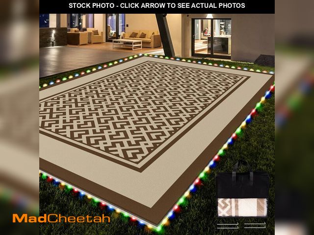 Lot 74-13052896 - (LIGHTS DONT WORK)RV Outdoor Rug with Lights 5x8ft, Outdoor Camping Rug, Waterproof, Easy Cleaning, ...