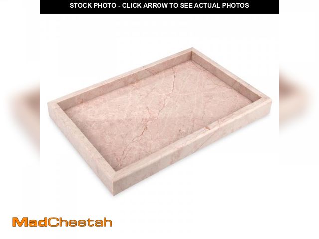 Lot 74-11551066 - HESHIBI Marble Bathroom Vanity Tray, Natural Luxury Cream Rose Marble Home Kitchen Bathroom Table Tr...
