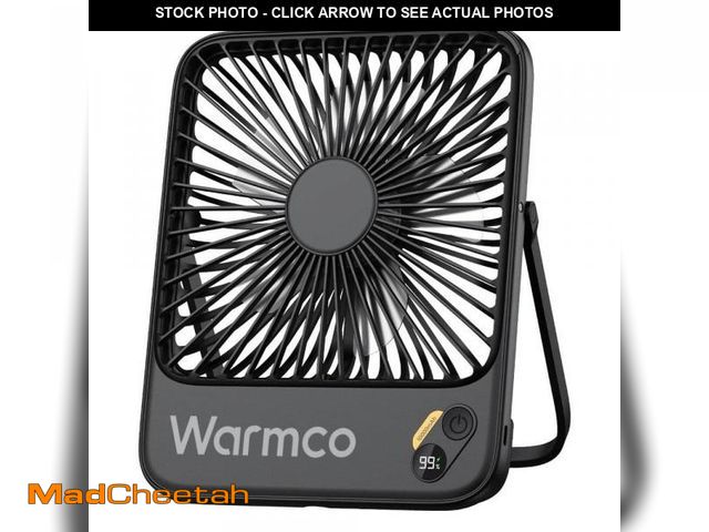 Lot 74-12518086 - Warmco 5 in. 4-Speeds Desk Fan in Black, 10000mAh, Ultra-thin Digital Display Mini Desk Fan for Bedr...