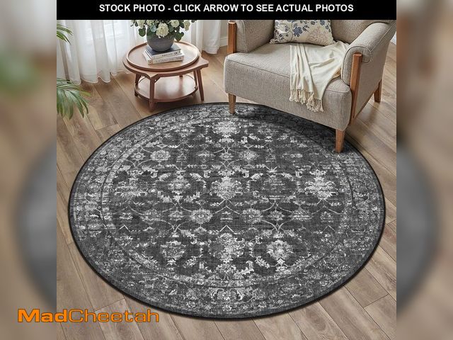 Lot 74-13711493 - 4ft Round Washable Area Rugs for Living Room, Vintage Boho Large Rug for Bedroom Dining Room Office,...