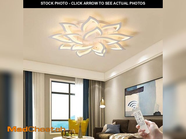 Lot 74-14361331 - Genoci 36 in. 98-Watt Modern White Flower Dimmable Integrated LED Flush Mount with Acrylic Shade and...