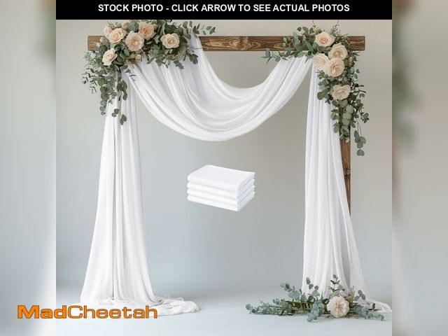 Lot 74-14274342 - Xiomot Wedding Arch Draping Fabric 4 Panels 28.7" x 20FT White Sheer Chiffon Backdrop Drapes for Wed...