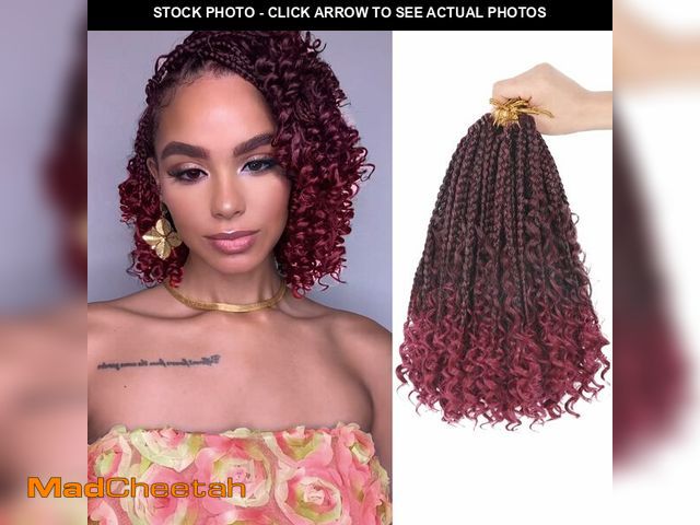 Lot 74-14205732 - 8 Packs Boho Box Crochet Braids Pre Looped with Curly Ends - 8 Inch Goddess Bohemian Box Braids Croc...