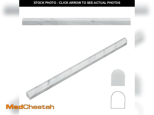 Lot 74-11555977 - Retheno Carrara White 12 Pack of 3/5''x12'' Marble Pencil Liner Tile, Edge Trim Molding for Shower, ...