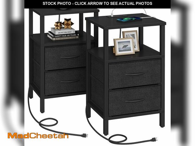 Lot 74-12706773 - TUTOTAK End Table with Charging Station, Side Table with 1 USB &amp; 1 USB- C type Port and Outlets,...