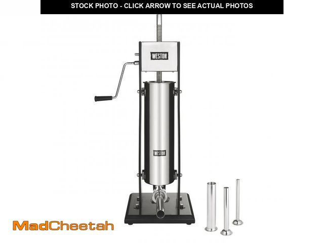 Lot 74-12153569 - *SEE DETAILS* Weston Stainless Steel Vertical Sausage Stuffer, Includes Funnels, 15 lbs Capacity, Si...