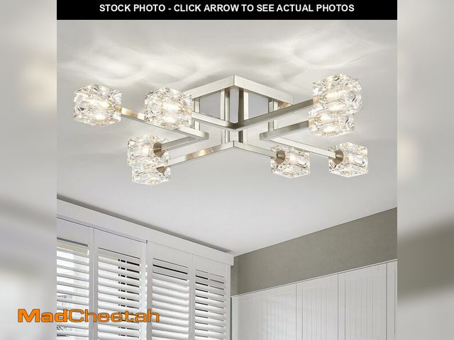Lot 74-14433981 - XINGQI 8-Lights Semi Flush Mount Ceiling Light Fixture, 31.5" Modern Chandelier Brushed Nickel Light...