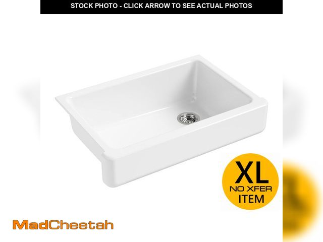 Lot 74-12762771 - Kohler K-5826-0 Whitehaven Farmhouse Self-Trimming Undermount Single-Bowl Sink With Short Apron, Whi...