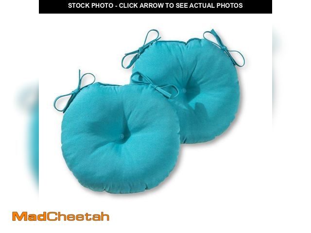 Lot 74-12584699 - *ONE ONLY* Greendale Home Fashions Solid Teal 15 in. Round Outdoor Seat Cushion *ONE ONLY*  - UNUSED